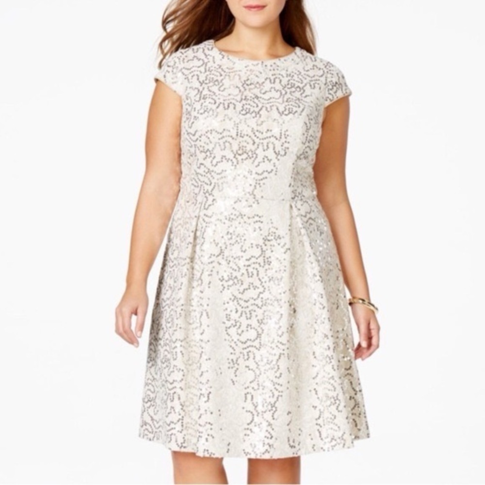 Calvin Klein Size 22 Cream Lace Sequin Dress | Wedding Guest | Formal